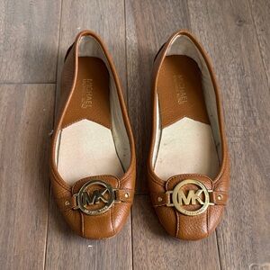 Michael Kors Tan Loafers with Gold Logo